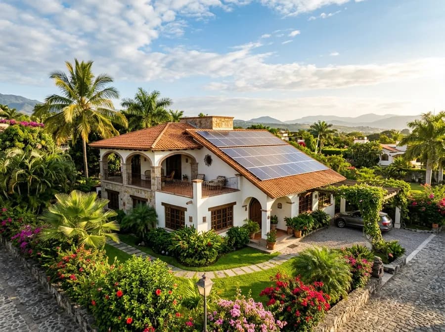 Casa con paneles solares en Cuernavaca, Morelos