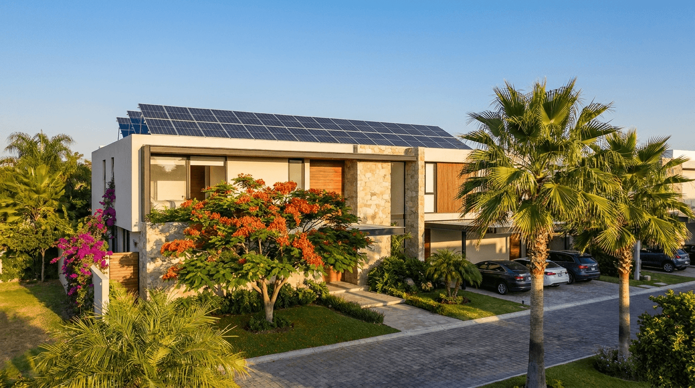 Casa con paneles solares en Cocoyoc, Morelos